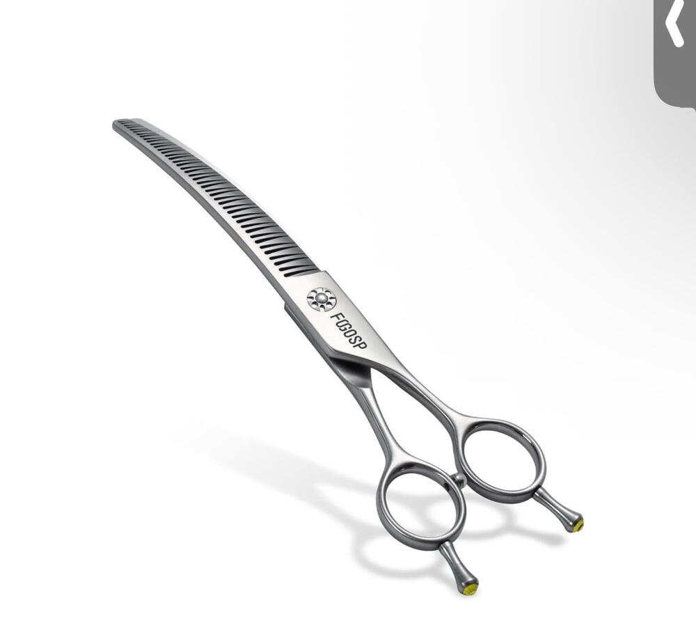 FOGOSP 7" Pet Stainless Steel Professional Curved Thinning Shears scissors